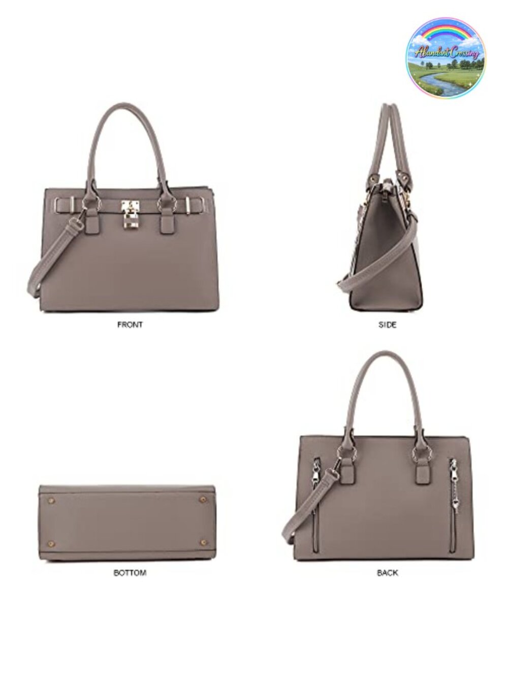 Faux Leather Concealed Carry Satchel Handbag Hidden Holster Purse